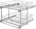 Rev-A-Shelf 2-Tier Kitchen Cabinet Pullout Shelf and Drawer Organizer Slide Out Pantry Storage Basket in Multiple Sizes, 24 x 22 In, 5WB2-2422-CR-1