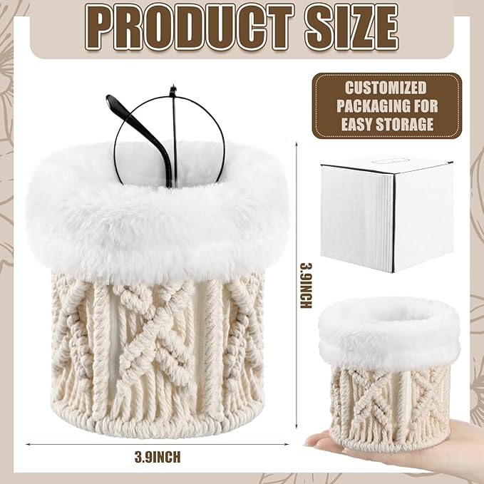 Geelin 2 Pcs Glasses Holder for Nightstand Eyeglass Stand Boho Fuzzy Decor for Office Desk Organizer Bedside