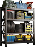 63" H Storage Garage Shelving Unit, 2500LBS Heavy Duty Metal Shelves Organization, Adjustable 4 Tier Utility Storage Shelf Rack for Industrial, Basement, Warehouse (Black, 19.7" D×31.5" W×63" H)