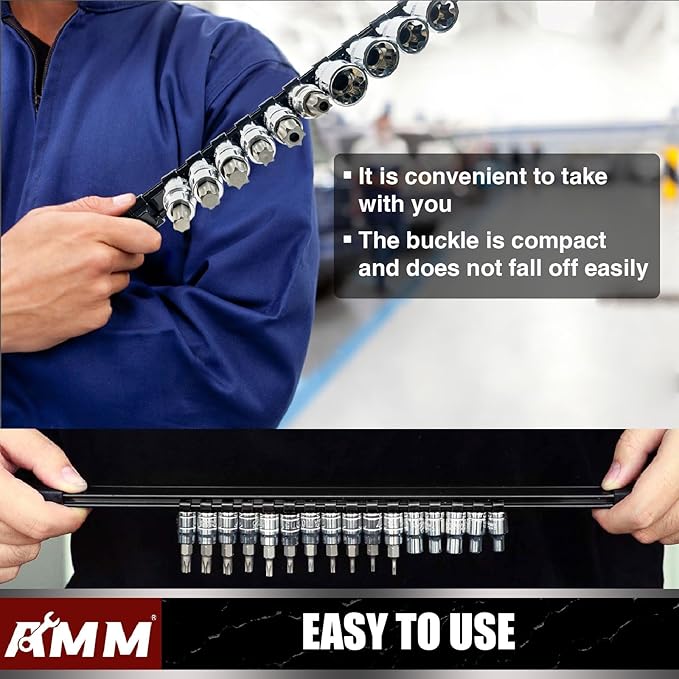 AMM 6-Piece Socket Organizer，1/4 inch Drive ABS Tools-Socket Holder，Heavy Duty Socket Racks，Premium Quality Socket Clip Rail Holder，The best tool trays in the garage