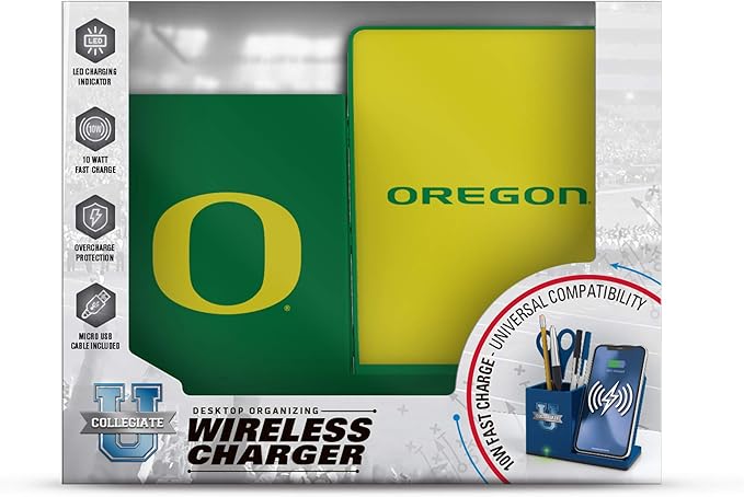 SOAR NCAA Unisex Cell Phone Wireless Charging Stand and Desktop Organizer