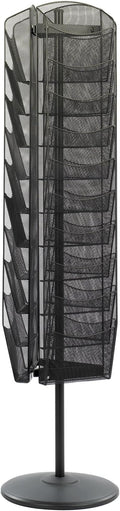 Safco Onyx Rotating Mesh Magazine Holder, Display Rack with 30 Pockets, Brochure Organizer, Commercial-Grade Steel Construction, Black