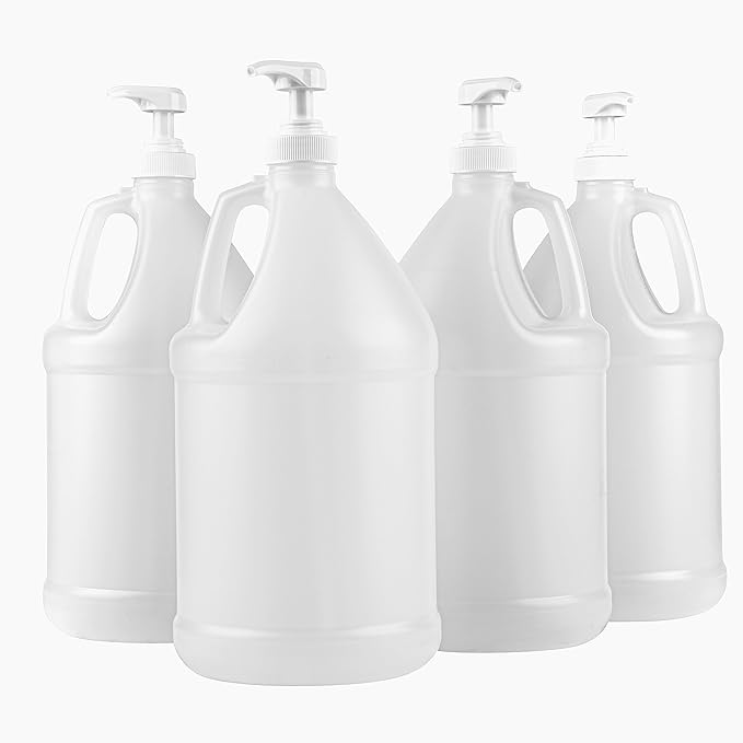 Kitchentoolz 1-Gallon Plastic Jug with Pump Dispenser - Ideal for Epoxy Resin, Laundry Detergent, Liquid Soap, Snow Cone Syrup, Batter