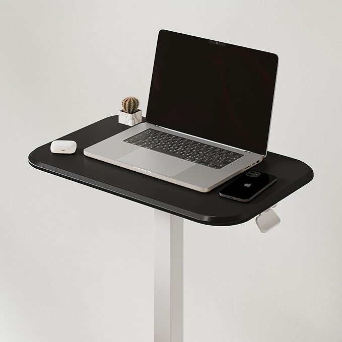 Ergohome™ ELEVANCE Table™ Height Adjustable Side Table for Couch or Bed, Laptop Table - Small End Table Office Coffee Table - C-Shaped Sofa Side Table with Multi-Function (White Base Carbon Top)