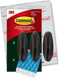 Command Outdoor Large Bronze Hooks, Holds up to 5 lb, 3 Hooks and 4 Command Strips, Damage Free Hanging Wall Hooks for Hanging Christmas Decorations with Weather Resistant Strips