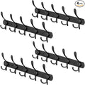 Coat Rack Wall Mount with 5 Tri Hooks, Stainless Steel 16 Inch – Black Matte Finish, Heavy Duty Wall Mounted Hook Rack for Coats, Hats, Towels, Scarfs, Robes, Bags, Entryway & Bathroom - 4 Pack