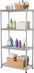 4- Shelf Storage Shelves Wire Shelving Unit Adjustable Metal Shelving Sturdy Steel Commercial Shelf organize Rack Units Heavy Duty 2200 LBS,for Garage Laundry Bathroom Organization Kitchen Closet