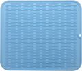 Silicone Dish Drying Mat for Multiple Usage,Easy clean,Eco-friendly,Heat-resistant Silicone Mat for Kitchen Counter or Sink,Refrigerator or Drawer Liner Light Blue XL 18 inches x 16 inches