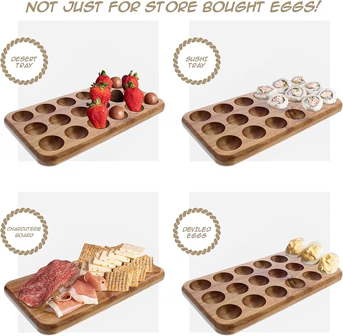 Gui's Chicken Coop Egg Tray - Rustic Wooden Egg Holder For Eggs Usable in Kitchen Refrigerator, or Countertop for Display or Storage - Easy to Clean… (18 Eggs)