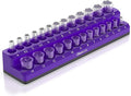 Olsa Tools Magnetic Socket Holder | 1/4-inch Drive | Metric | Purple | Holds 26 Sockets | Professional Quality Tools Organizer