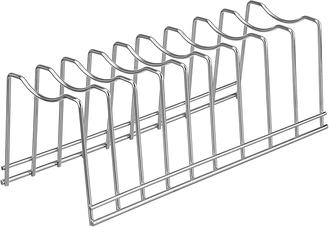 Pot Lid Organizer, Kitchen Pot Lid Rack Holder, Rest Cutting Board, Baking Sheet, Stainless Steel (Silver, 1)