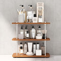 Bathroom Counter Organizer,Spices Organizer,Kitchen Countertop Organizers,Restroom Organizers,Shelf for Bathroom Counter,Cologne Stand,Adjustable Partition Height(Brown 3 Tier)