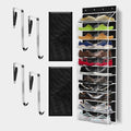 Over The Door Shoe Organizer with 12 Large Breathable Pockets - Heavy Duty Hanging Storage for Adult, Kids & Baby Shoes - Black
