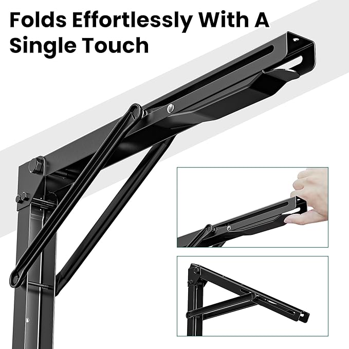 EVERHANGER 18 inch Folding Shelf Brackets for Garage, Heavy Duty Collapsible Shelf Bracket Steel Wall Mounted Table Brackets (Pack of 2, No Board)