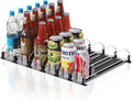 Drink Organizer for Fridge,12oz 16oz 20oz - Soda Can Dispenser for Refrigerator,Width Adjustable,Automatic Pusher Glide (Black, 15"D 6ROW, Holds 30 Cans)