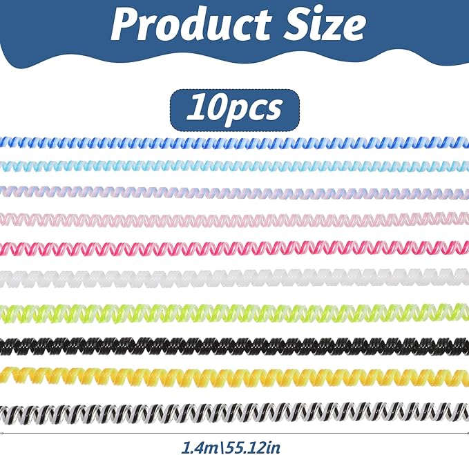 SHENLIU 10Pcs Spiral Cable Protector, Chargers Cord Protector from Pets No Chew Multicolor Spiral Cord Protector Phone Charge Cables Protective Cover
