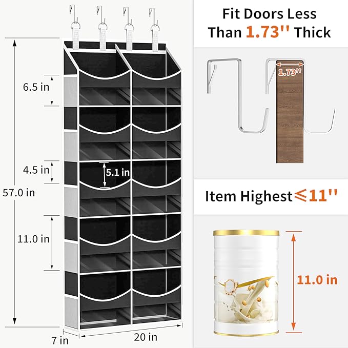 Aokeyee Over the Door Storage Organizer - 5 Tiers Behind Door Storage with 10 Compartments & 10 Mesh Pockets, 80lb Capacity Door Hanging Organizer for Closet, Bedroom, Bathroom, Pantry, Nursery, Toys