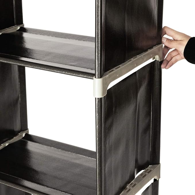 3-Tier 9-Cube Storage Shelf Organizer, Metal Tube and Non-Woven Fabric Storage Rack for Bathroom, Bedroom, or Living Room, Space-Saving & Easy to Assemble