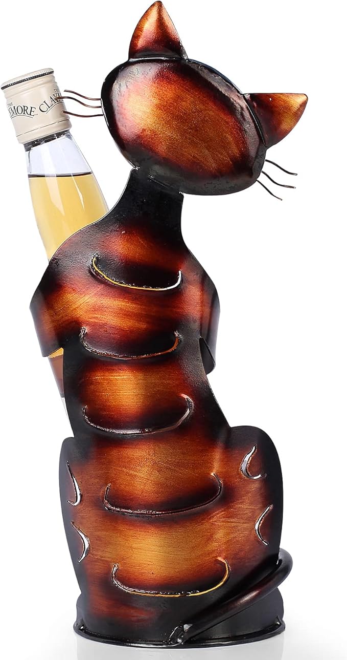 Cat Decor Wine Holder Wine Rack Wine Bottle Holder Wine Cat, Gift for Halloween and Christmas,Cat Gifts for Cat Lovers………… (Dark Brown)