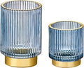 Makeup Brush Holder Organizer,Toothbrush Holders,Desk Pen Pencil Holder,Multifunctional Vintage Glass Brush Cup（S+L/Blue/A3-3-US）
