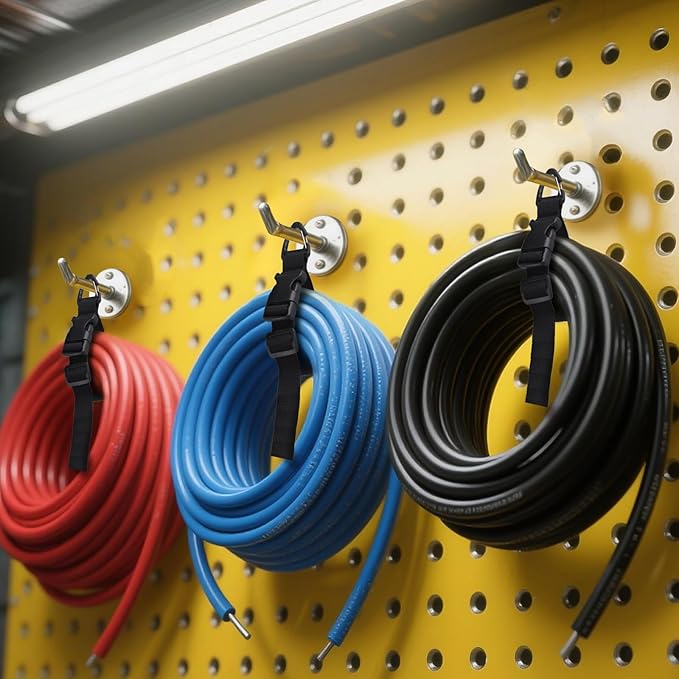 17 Inch Extension Cord Holder Organizer with Triangle Clips for Garage Organization and Storage, Adjustable Heavy Duty Storage Straps for Men Workshop (6)