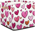 TropicalLife 13x13x13 Inch Large Fabric Storage Cube Love Hearts Foldable Storage Bin with Handles Organizer Boxes Cube Basket for Shelves Organizing Closet
