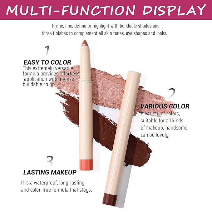 Matte Eyeshadow Stick - Smooth Cream Eyeshadow Pencil, Waterproof Long Lasting, High Pigment Hypoallergenic Highlighter Stick - Create Multi-Dimensional Eyes Look (06# Red)