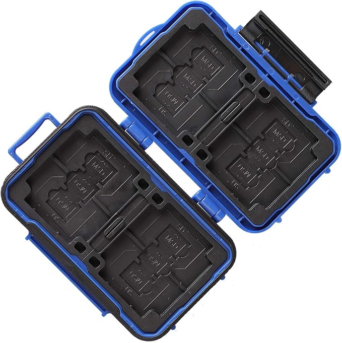 LYNCA 24 Slots Camera Memory Card Case Holder Water-Resistant Anti-Shock SD Card Case Holder Wallet for 8 SD Cards 4 CF Cards 12 Micro SD/TF Cards Storage Box, Compact Memory Cards Wallet (Blue)