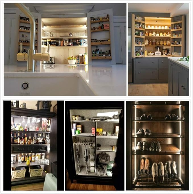 SENSKY Cabinet Lighting Kit Flexible LED Strip Lights Kit with Cabinet Sensor Switch for Gun Safe Cabinet Closet Pantry Wardrobe Lighting (6M)
