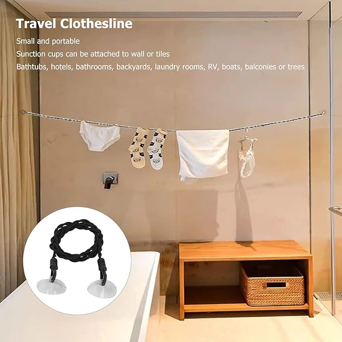 TOPINCN Retractable Portable Clothesline for Travel, 2 Pieces Travel Clothesline Portable Retractable with Suction Cups, Clothing Line Camping Accessories Clothes Drying Line