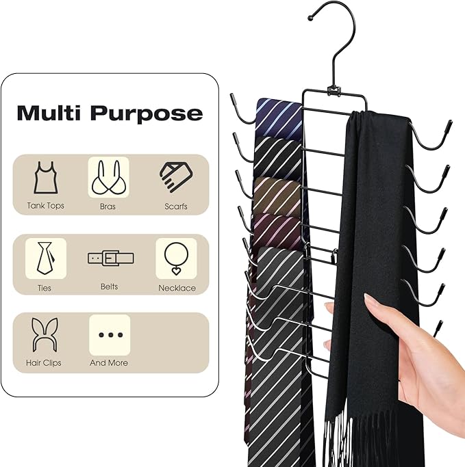 2 Pack Bra Organizer,Tank Top Hangers Space Saving,Closet Organizers and Storage,Bra Hangers for Closet Organizer,Tank Top Hanger for Sport Bras,Camisoles,Bathing Suit,Belt,Tie,etc,Black