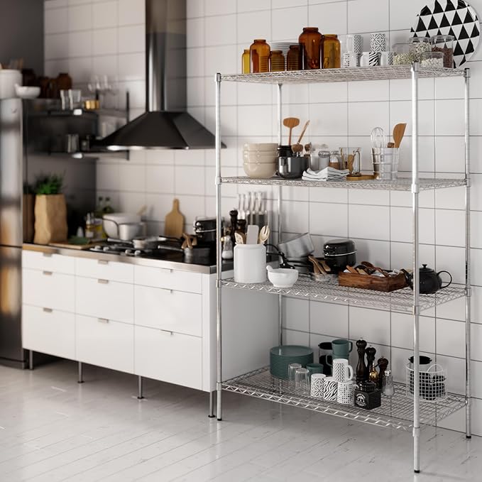 24" Deep x 48" Wide x 74" Height Wire Shelving Kit | 4-Tier | NSF Commercial Storage Rack Unit