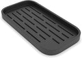 ZAPPOWARE Kitchen Sink Organizer | Silicone Sponge Holder - Storage Tray for Dish Sponge, Soap Dispenser, Scrubber 9.6"x 4.9" (Black)