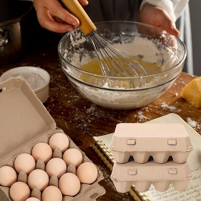 20 Pack Egg Cartons Bulk, 3x4 Style Reusable Empty Natural Paper Pulp Egg Cartons, Sturdy Design Egg Holder Containers for Fresh Chicken Eggs
