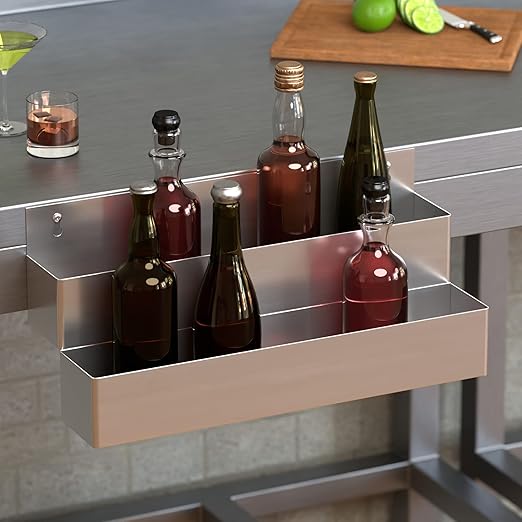 Stainless Steel Double Tier Speed Rail, Liquor Rack, Speed Rack, Bottle Holder - 22 Inch