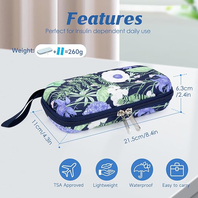YOUSHARES Insulin Cooler Travel Case - Diabetic Insulated Organizer Portable Cooling Bag for Medication Cooling Insulation, Insulin Pen Case with 2 TSA Approved Cooler Ice Pack