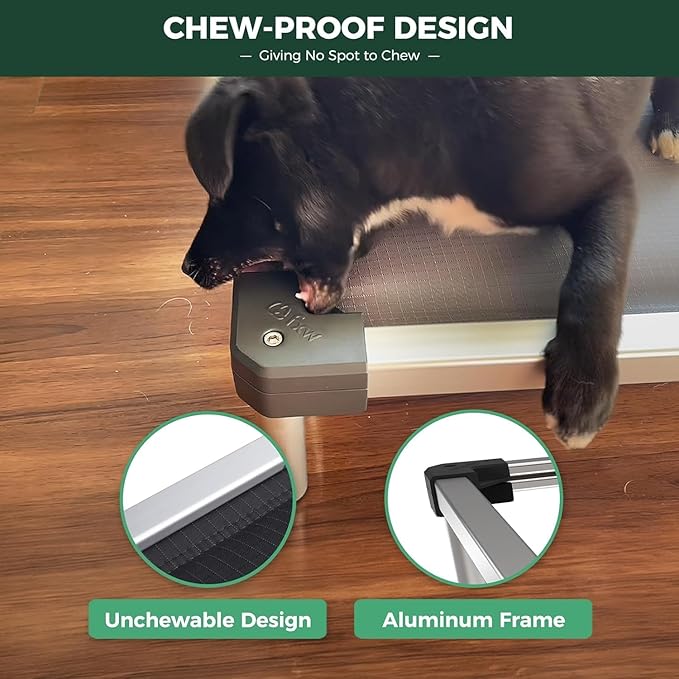 FXW TitanNest Chew-Proof Elevated Dog Bed, Raised Cot for Indoor/Outdoor/Camping Use, Durable & Washable Padded Pet Bed for Toy Dogs, 23.0" L x 17.0" W x 4.5" H, Gray