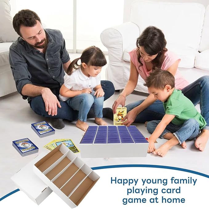 6 Pack Card Storage Box, 3700 Count Trading Card Storage Box White Sports Storage Card Box Organizer Sorting Tray Cards Sleeve Cases Box for Storing Protecting and Organizing Soccer Cards