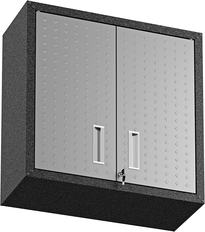 Manhattan Comfort Dual Fortress Floating Garage Storage Cabinet, 1, Black/Grey