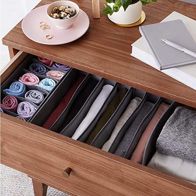 8 Pack Dresser Drawer Organizer Clothes Underwear Sock Storage Pink Foldable Closet Organizer Storage Box Cloth Drawer Dividers