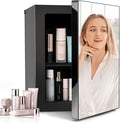 7-Temperature Control 24 Can Mini Fridge, 0.9 Cu.Ft Compact Beverage Cooler for Soda, Beer, Wine & Beauty Products, Mirrored Door Refrigerator for Bedroom, Dorm, Office