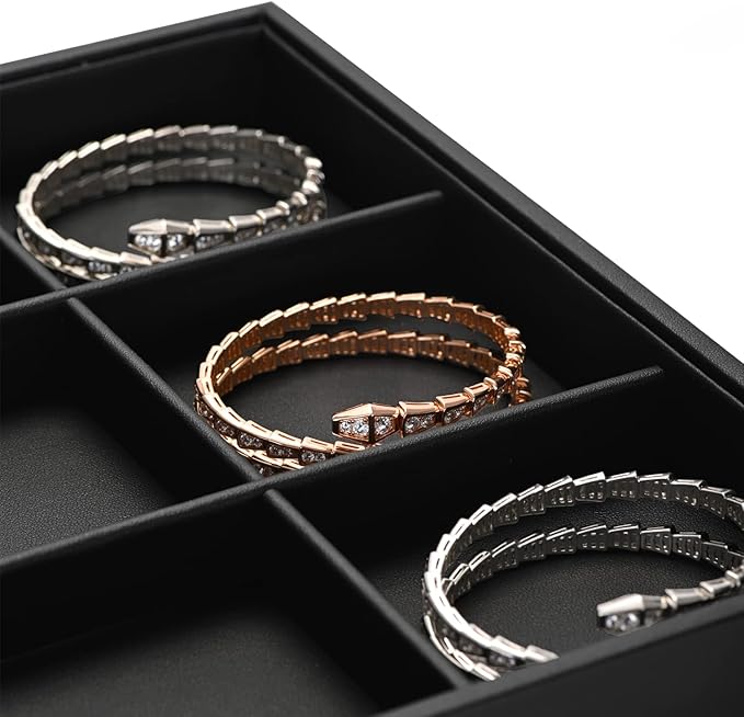 Black PU Leather Jewelry Display Flat Tray Ring Necklace Watch Organizer Display Tray (1 grid)