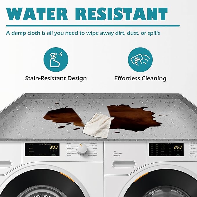 Royxen Laundry Countertop Solid Wood, Countertop for All Front-Loaded Washing Machine and Dryer, Extra Room for Laundry Room, Gray