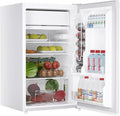 Jojoka 4.3 Cu.ft Mini Fridge with Freezer, Single Door Small Refrigerator with Slide Out Glass Shelves, Compact Refrigerator for Bedroom, Office, Dorm