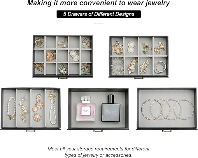 Large Jewelry Organizers and Storage, Large Jewelry Box for Women Large Jewelry Organizer, Women Jewelry Box with Mirror, Best Women Gift, Black