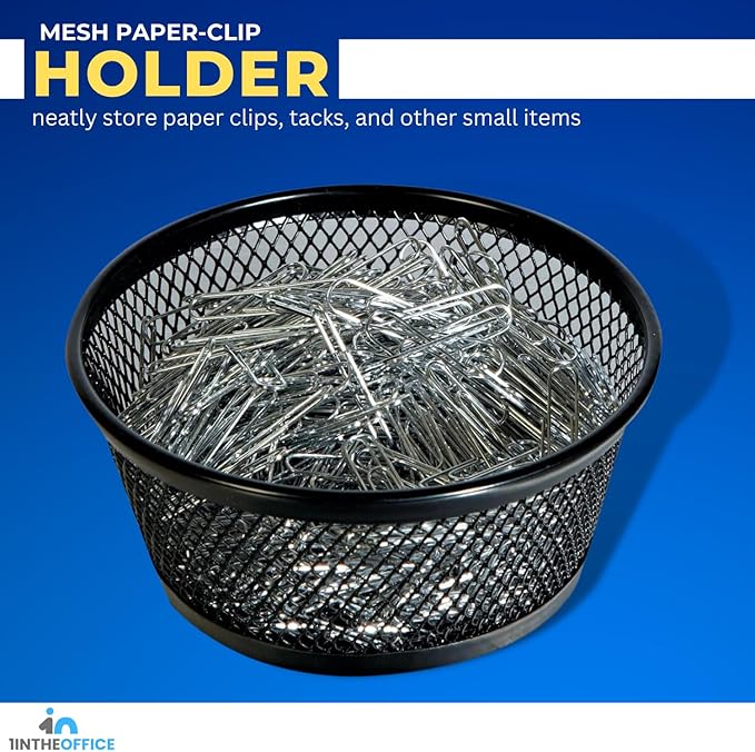 1InTheOffice Mesh Paper Clip Holder for Desk, Paperclip Holder, 2 Pack