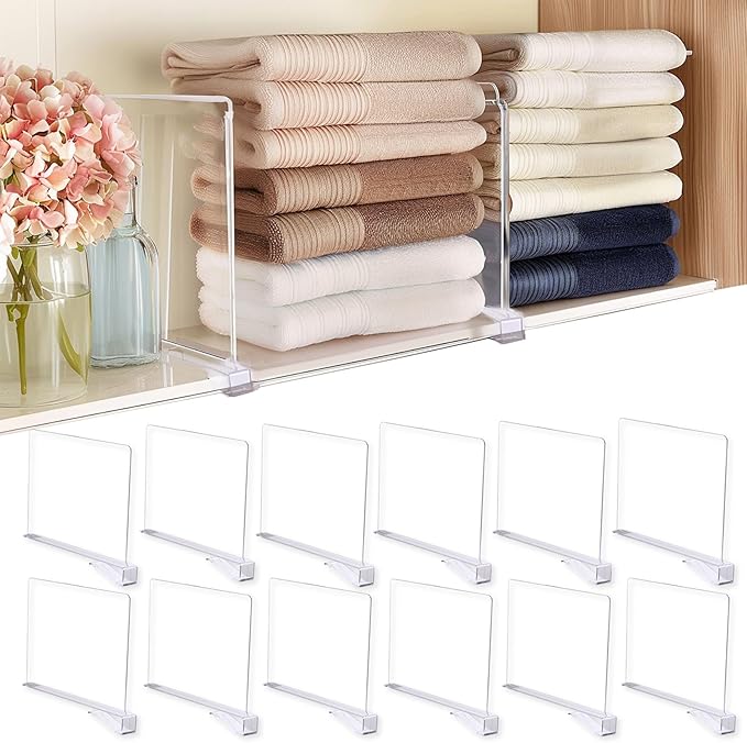 Shelf Dividers for Closet Organization, 12Pcs Closet Purse Organizeder Acrylic Shelf Dividers Purse Closet Organized Closet Dividers for Shelves Clear Shelf Dividers Shelf Separators in Closet (8Pcs)