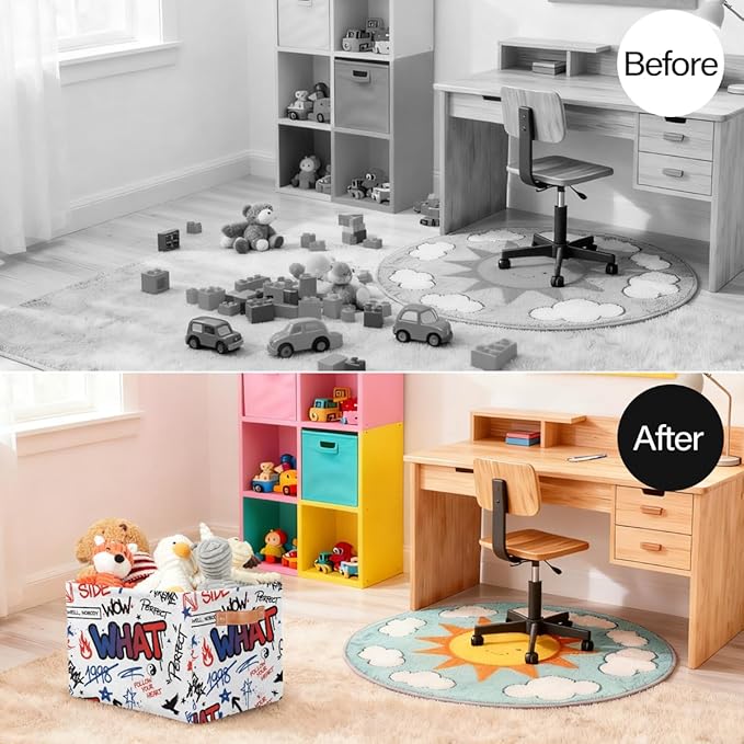 Large Storage Bins - Graffiti Art Collapsible Rectangle Shelf Closet Organizer Baskets for Kids Clothes, Toys, Nursery, Bathroom, Bedroom, Home Decor Gift Basket