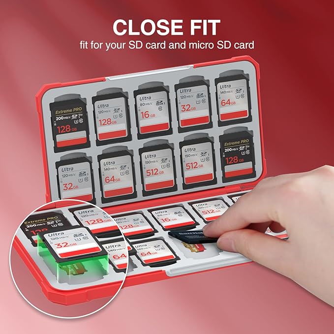HEIYING Memory Card Case for SD/TF Cards,Portable SD Card Holder Storage Case Compatible with 20 SDXC SDHC and 20 TF Cards Slots