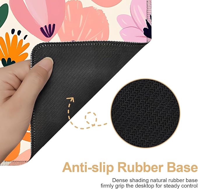 Large Mouse Pad, Floral Garden Desk Mat, Extended Gaming Mouse Pad with Non-Slip Rubber Base, Thick 3mm Smooth Surface Keyboard Mat for Office & Home,35.5 x 15.8 in